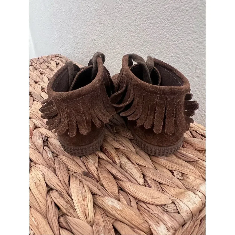 MANGO Fringed Leather Boots size 6